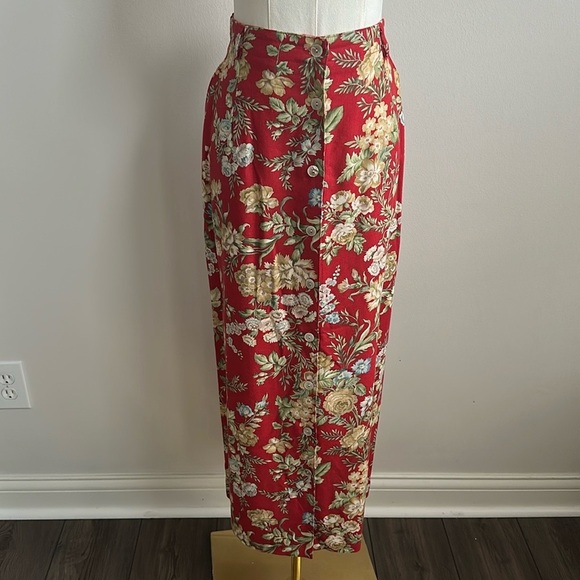 Vintage Orvis Women’s Romantic Feminine Floral Linen Blend Maxi Pencil Skirt 12P - Picture 1 of 9